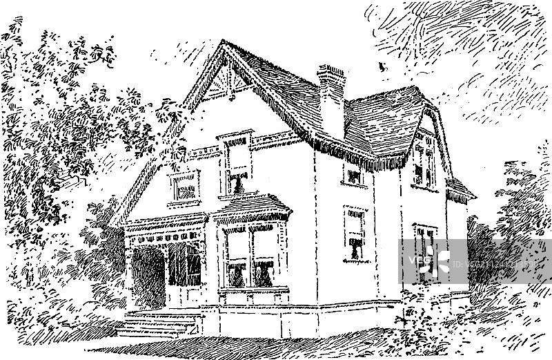 通往房屋前门的古朴门廊图片素材