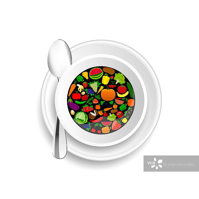 咖啡杯中的果蔬图片素材