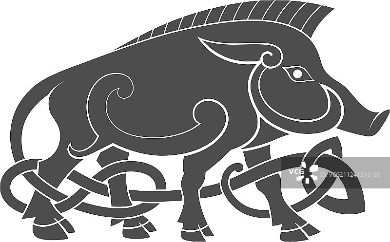 古代凯尔特神话中的野猪符号图片素材