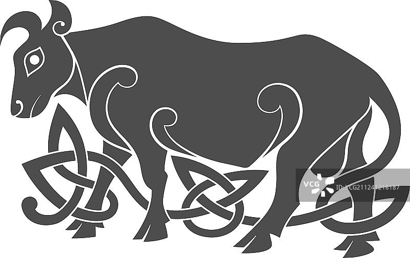 古代凯尔特神话中的公牛符号图片素材