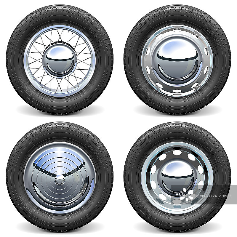 带镀铬轮毂的汽车轮胎图片素材