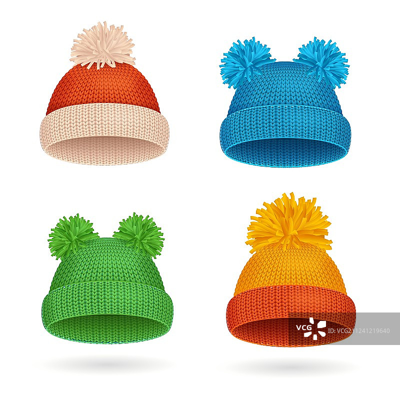 针织彩色帽子冬季套装图片素材