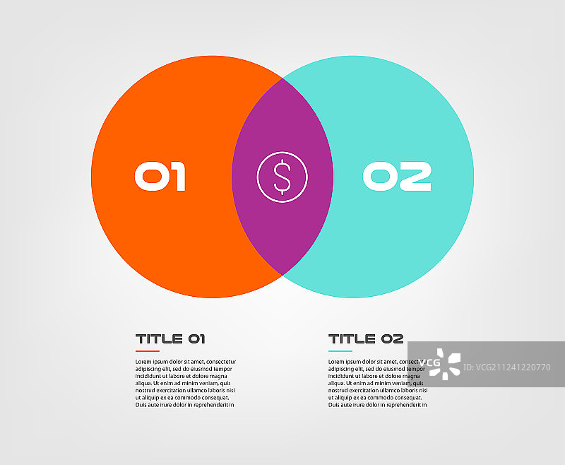 文氏图信息图：双圆设计图片素材