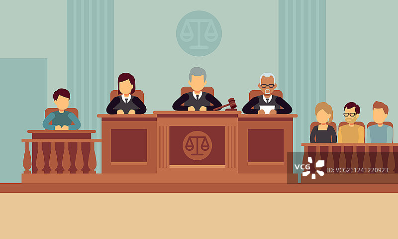 有法官和律师的正义法庭内部图片素材