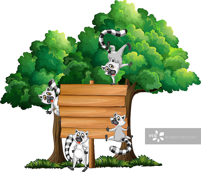 背景是狐猴的木板样机图片素材