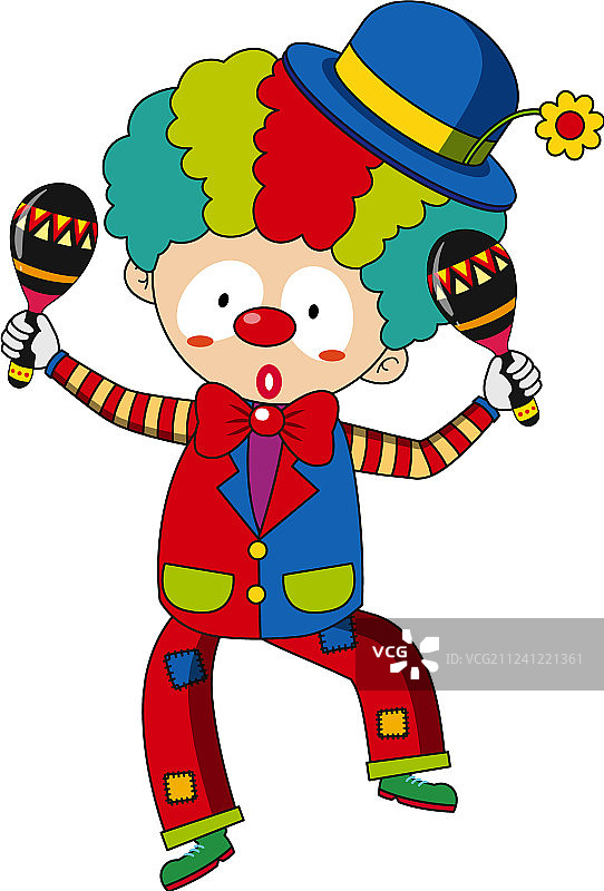 拿着沙槌的快乐小丑图片素材