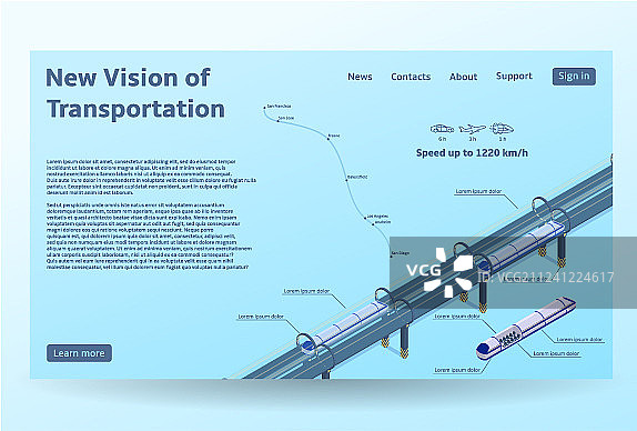 2.5D超级高铁运输概念banner图片素材