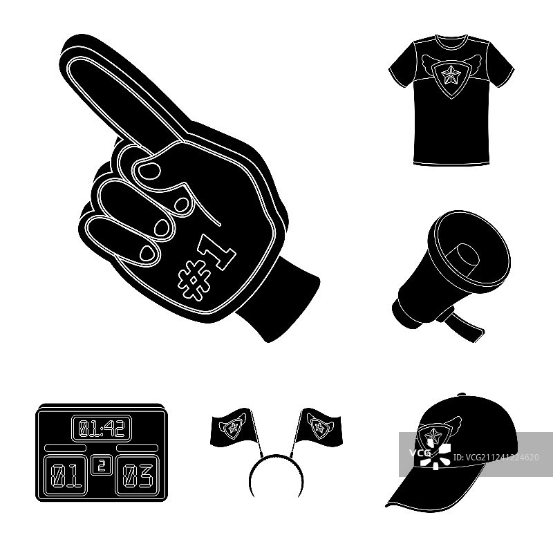 扇子及属性黑色图标合集图片素材