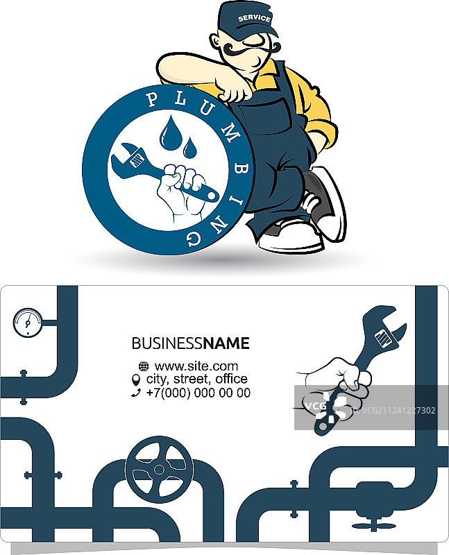 水管工名片设计概念图片素材