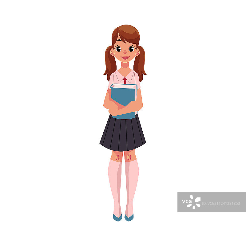 穿着校服梳着马尾辫的学生女孩图片素材