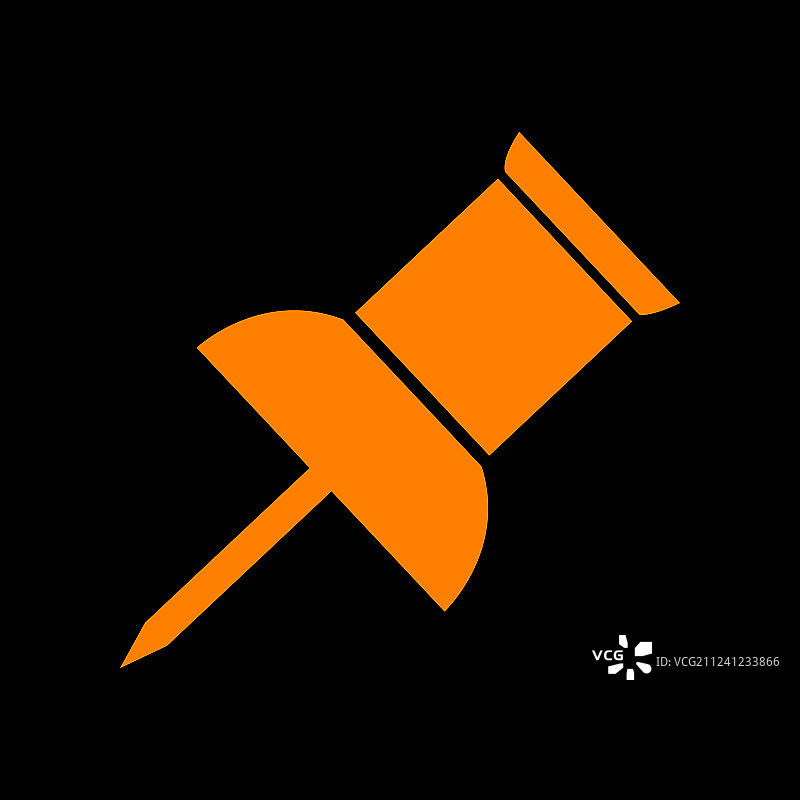 黑色背景上的橙色图钉标志图片素材