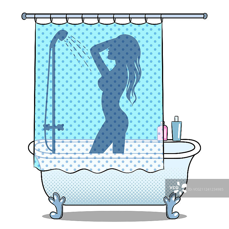 淋浴的波普艺术风格女人图片素材