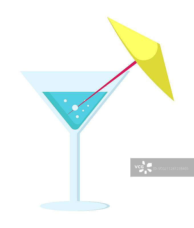 长脚杯装玛格丽塔鸡尾酒与雨伞图片素材