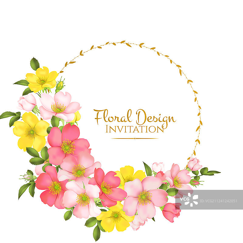 野玫瑰婚礼邀请函图片素材