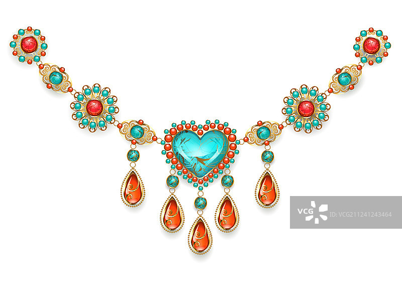 绿松石心形项链图片素材