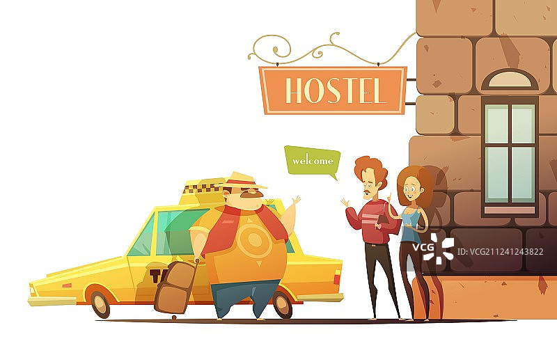 带有经理欢迎的旅馆设计概念图片素材