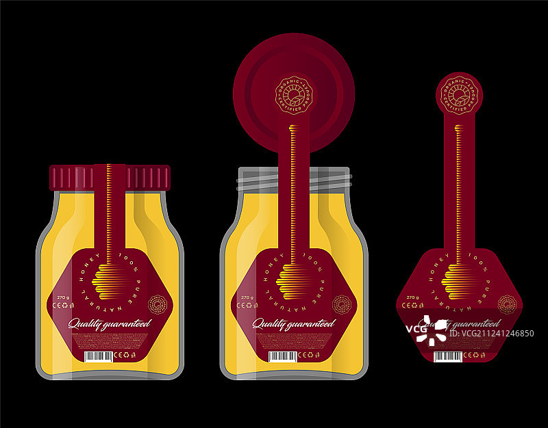 蜂蜜包装黑色蜂蜜勺标签图片素材