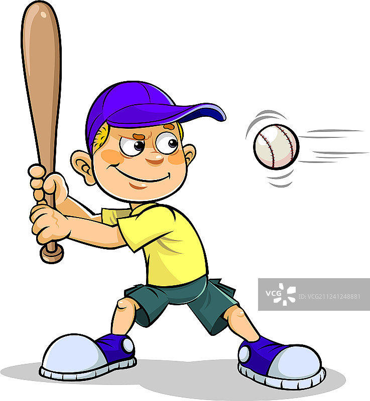 男孩打棒球图片素材