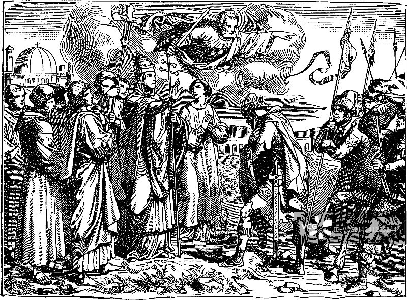 利奥一世教皇会见阿提拉国王图片素材