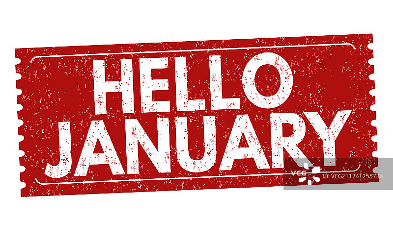 你好，一月Grunge橡胶邮票图片素材