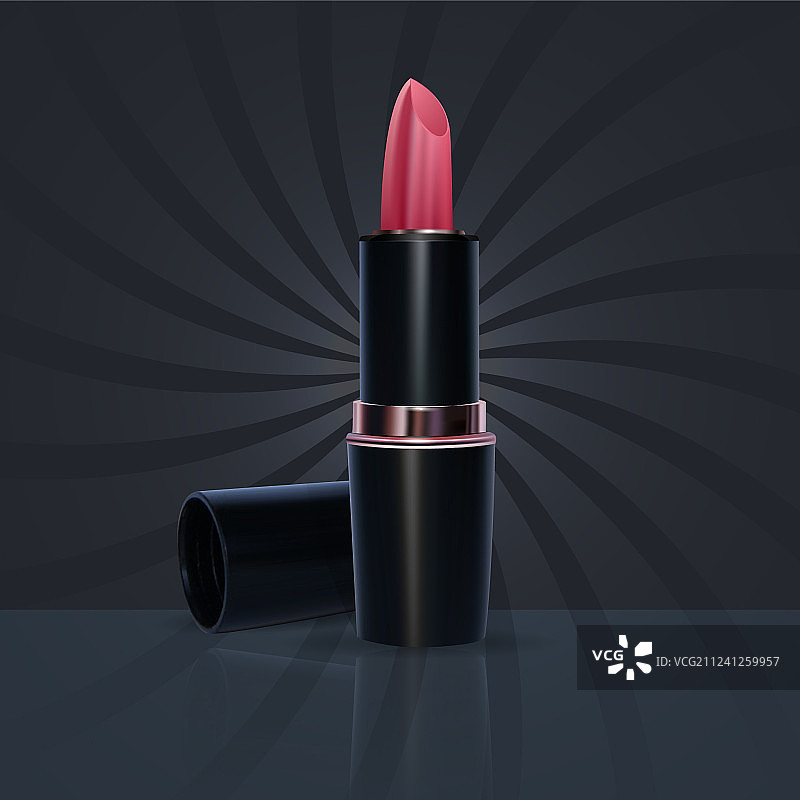 深色背景上的逼真红色口红图片素材