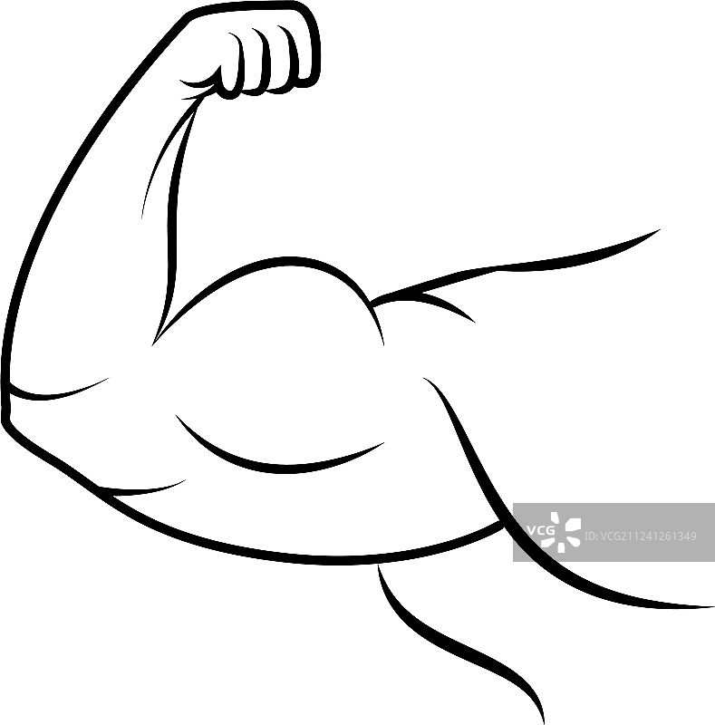 强壮手臂图标线条艺术图片素材