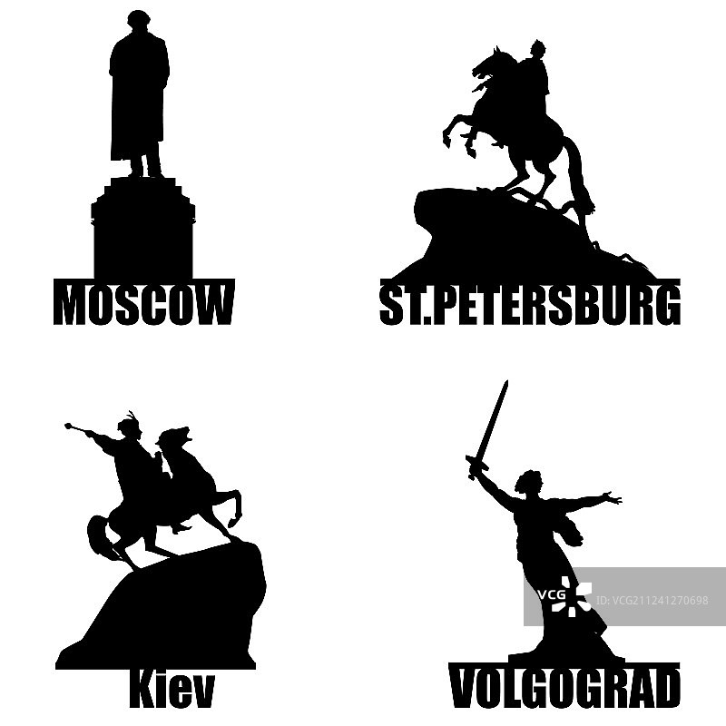俄罗斯城市剪影符号合集图片素材