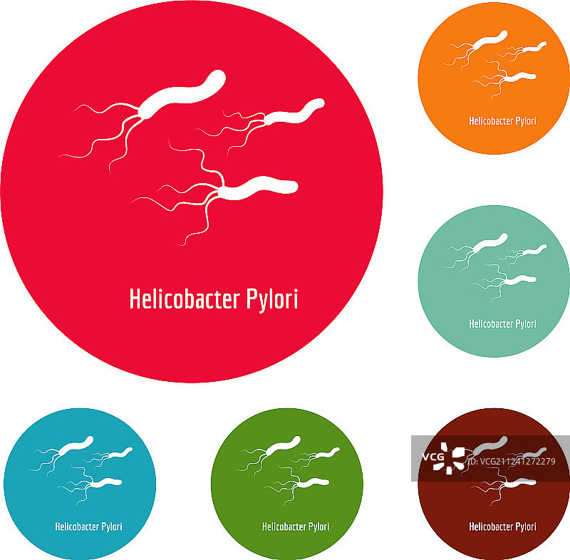 幽门螺杆菌圆形图标集图片素材