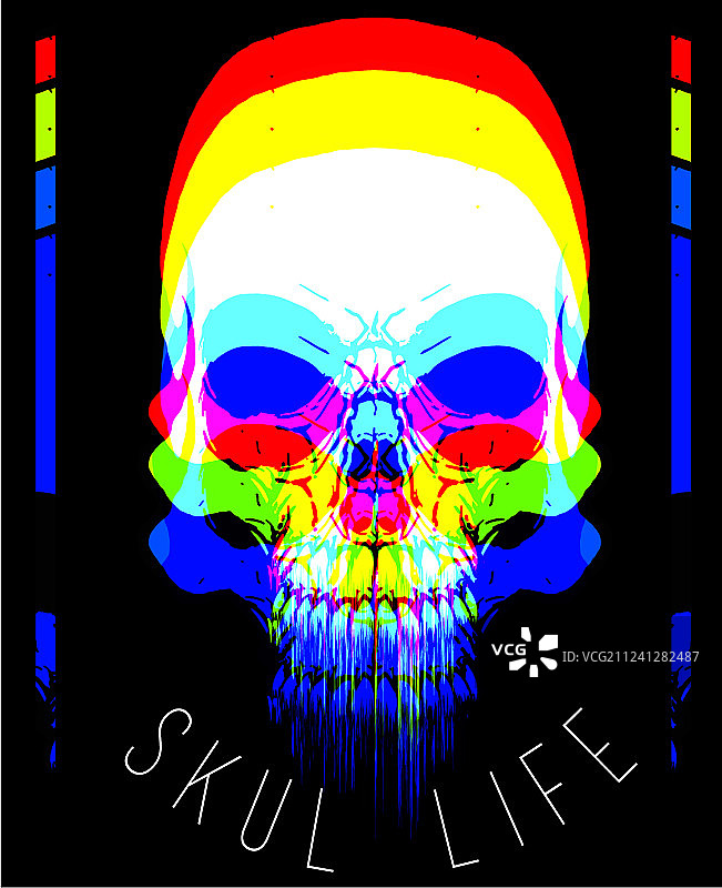 时尚头骨T恤平面设计图片素材