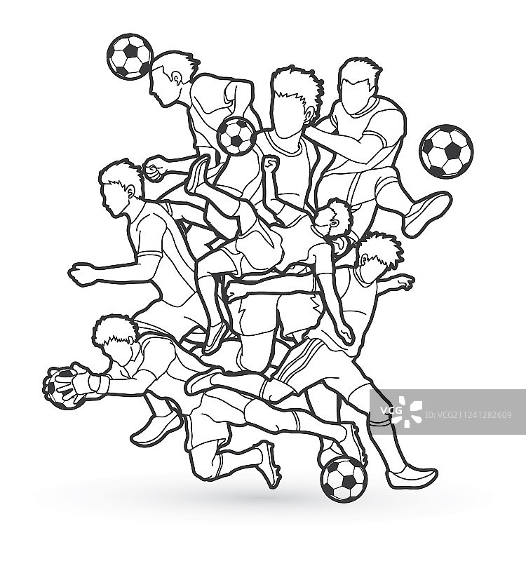 足球运动员团队阵容图片素材