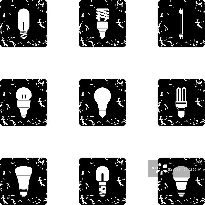 家居灯具图标，Grunge风格图片素材