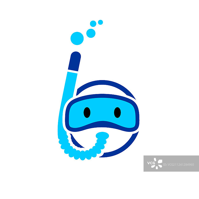 佩戴护目镜的蓝色潜水员头部图片素材