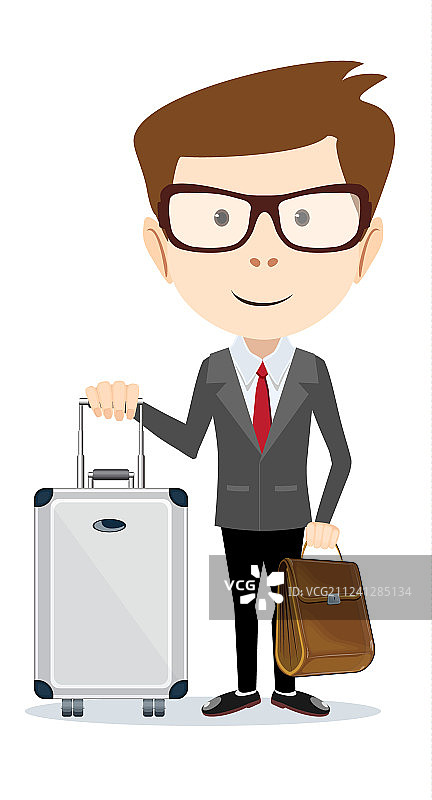 带行李箱的商务旅行男人图片素材