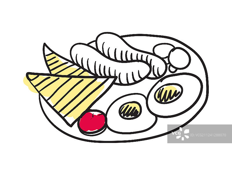 手绘英式早餐隔离图标图片素材