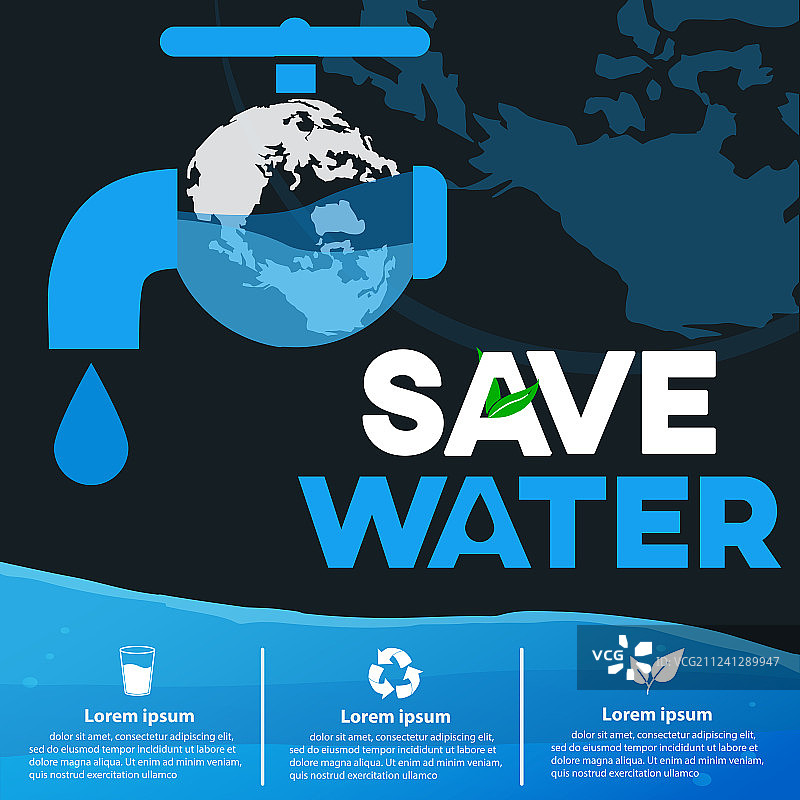 节约用水平面设计或背景问候图片素材