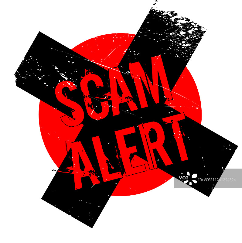 诈骗警报橡胶印章图片素材