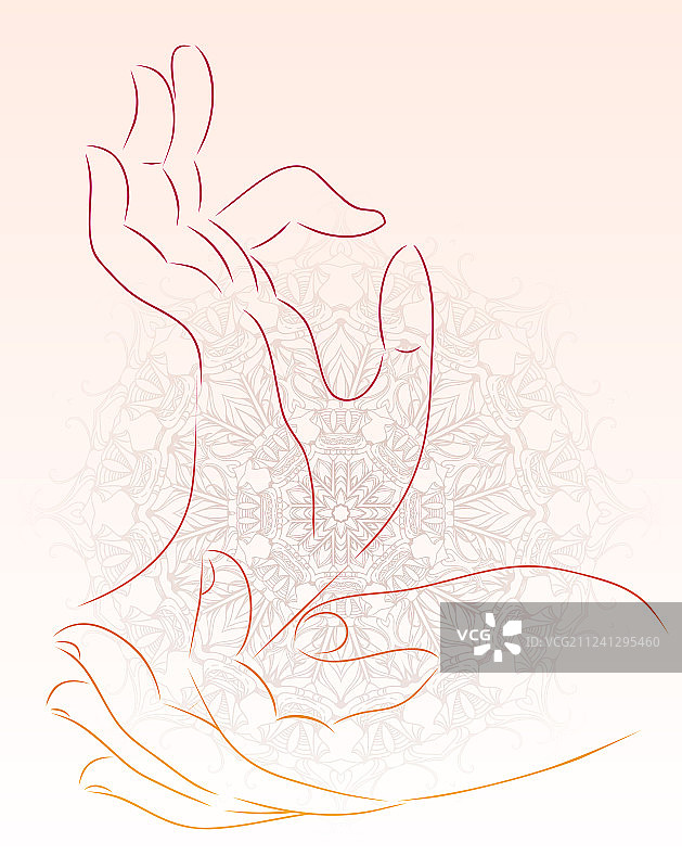 带有曼陀罗图案的佛手图片素材