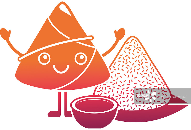 卡通可爱酱汁饭团图片素材