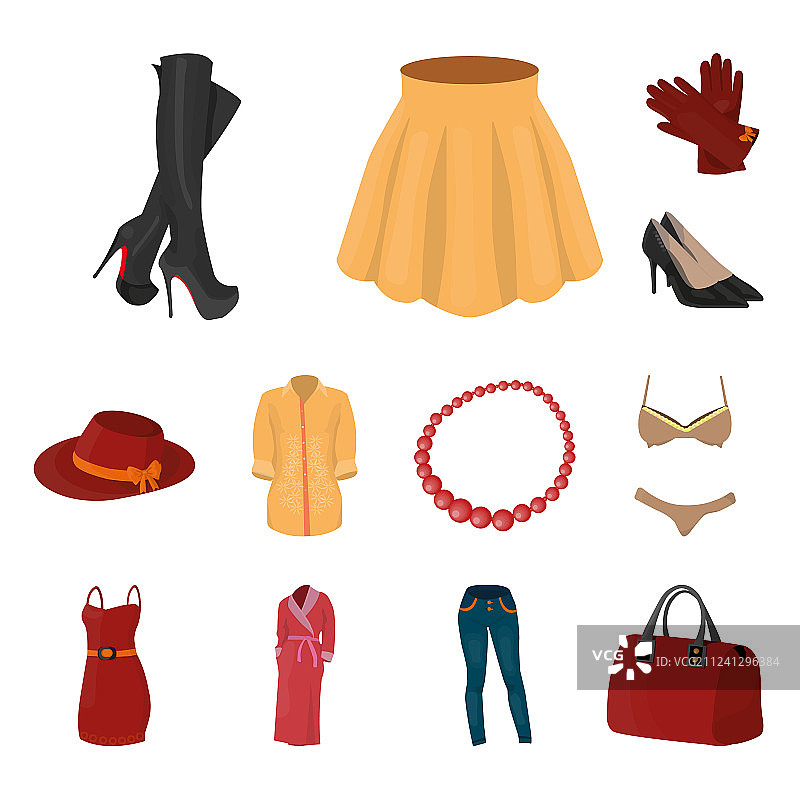 女性服装卡通图标合集图片素材