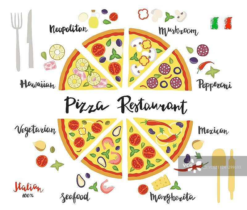 手绘披萨切片合集图片素材