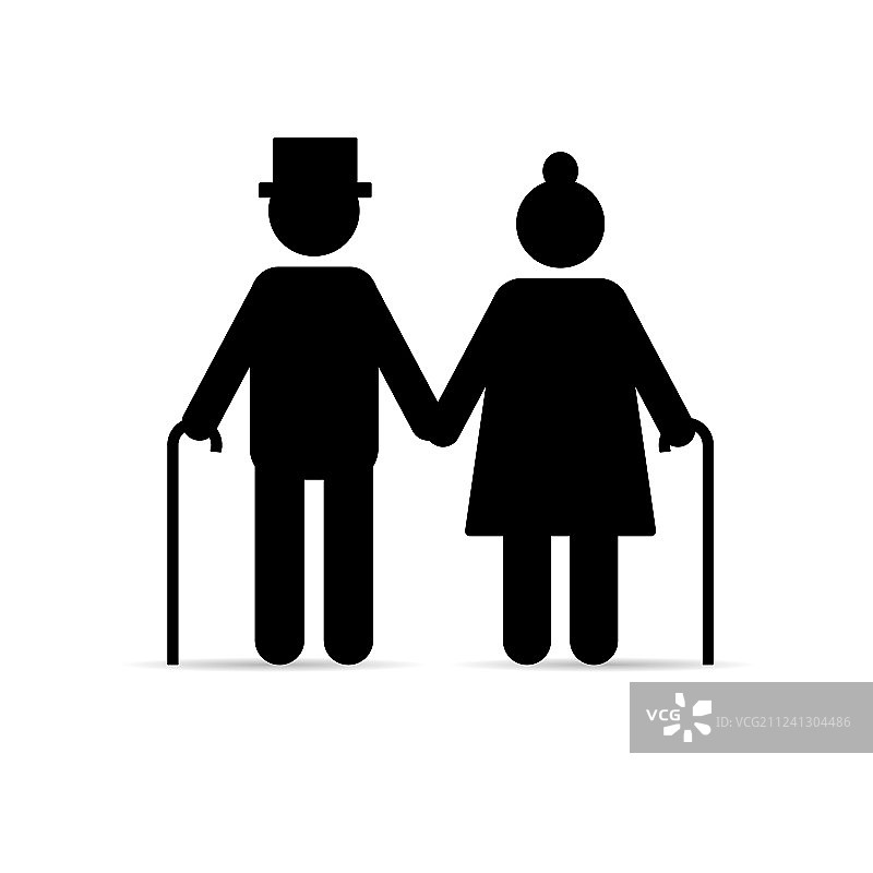 手持拐杖的老年夫妇图标图片素材