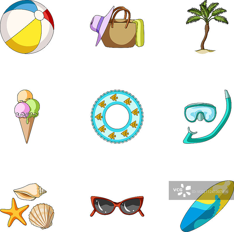 海滩棕榈树冰淇淋夏季度假套装图片素材