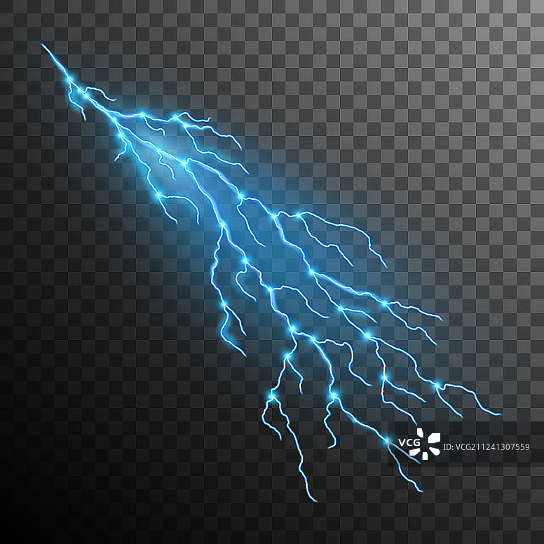 透明背景上的闪电效果图片素材