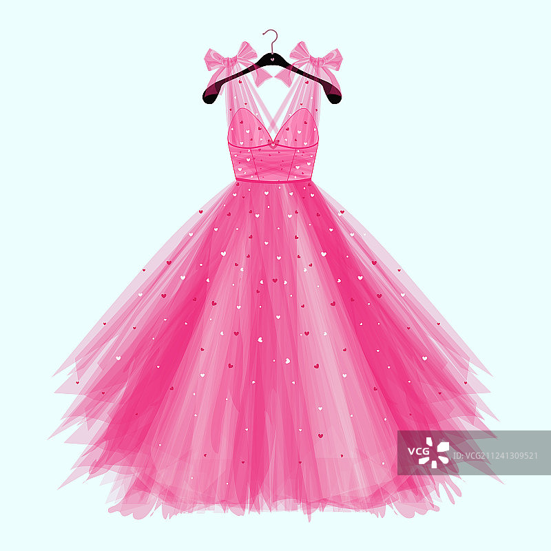 带蝴蝶结的粉色生日礼服图片素材