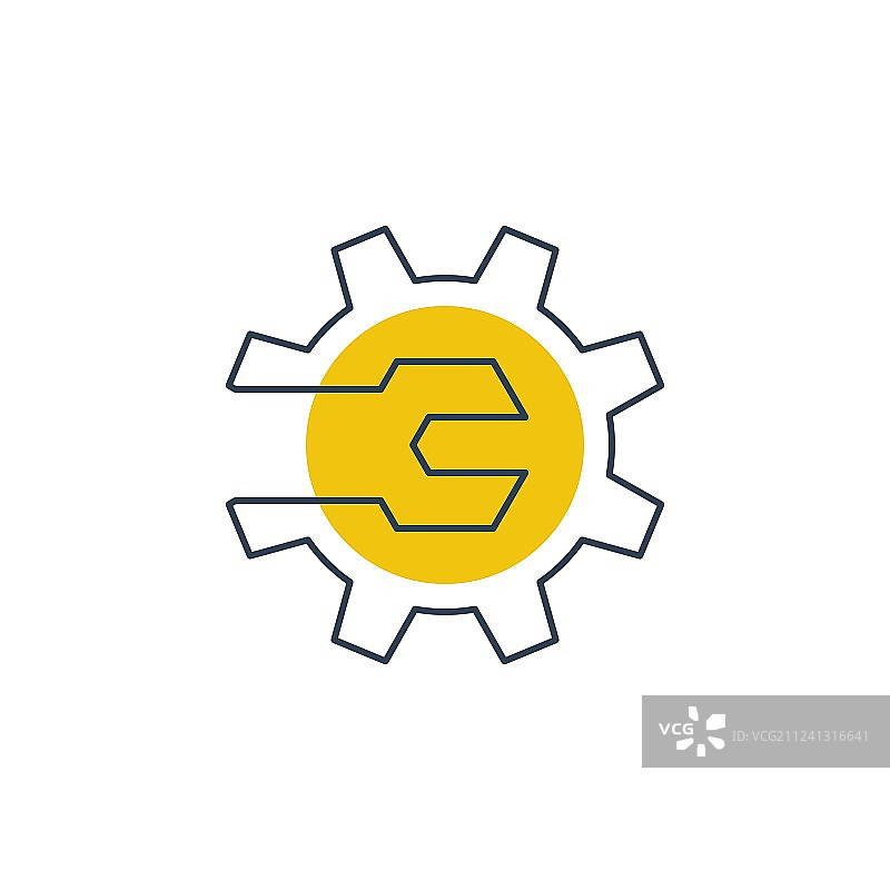 扳手和齿轮机械工程logo概念图片素材