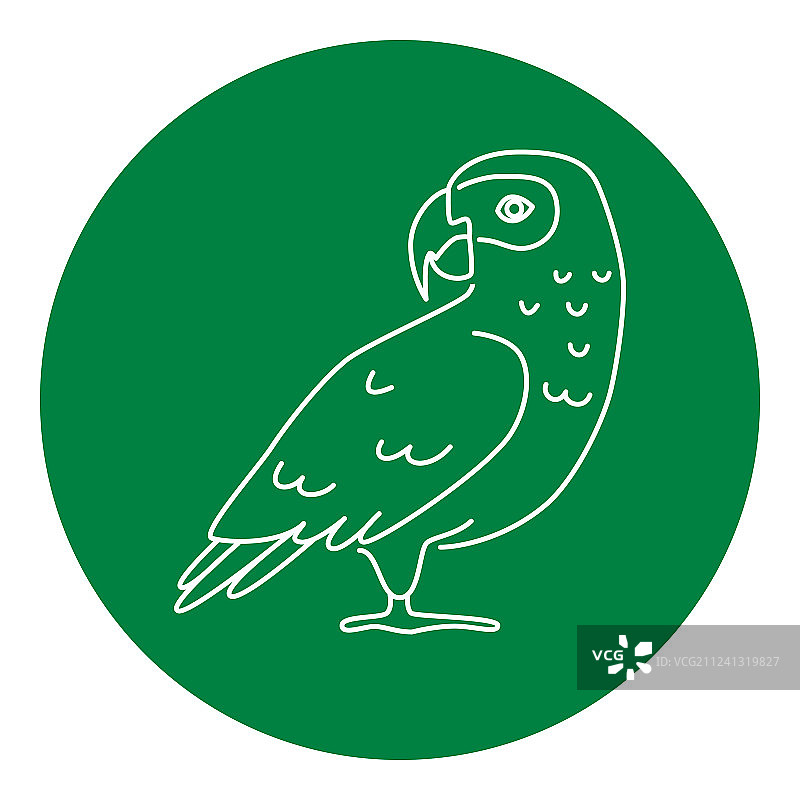 细线条风格的非洲灰鹦鹉图标图片素材