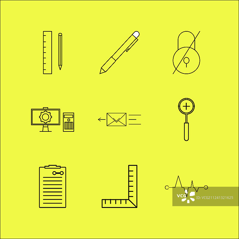 网页线性图标设置简单的轮廓图标图片素材