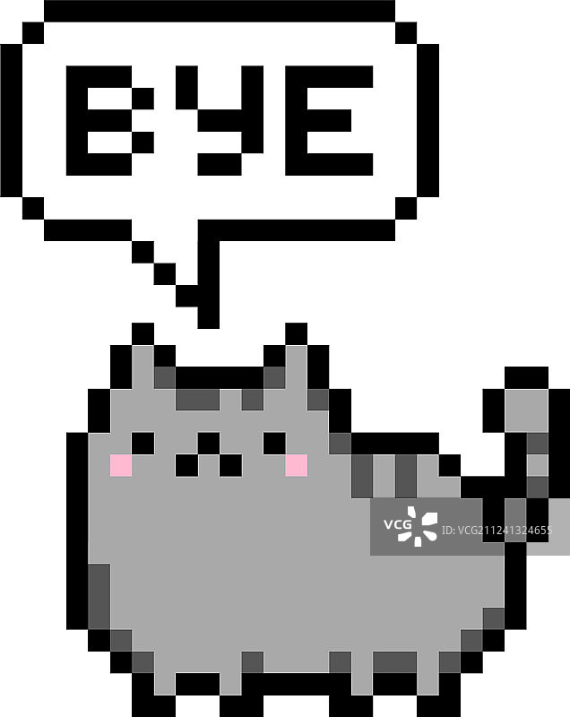 可爱的小猫家养宠物像素说再见图片素材