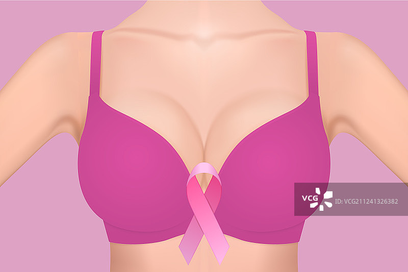 粉色胸罩中的逼真女性胸部图片素材