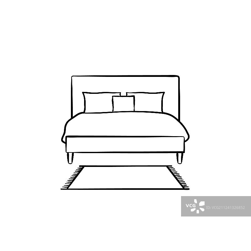 手绘枕头床图标图片素材